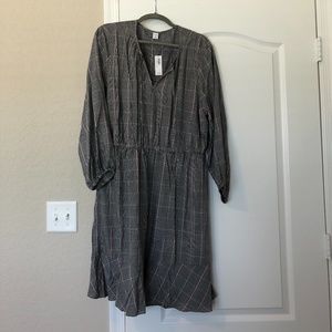 NWT Plaid Waist-Defined Tie-Neck Dress for Women